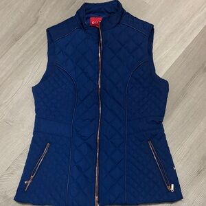 Guess Navy Quilted Vest with Zipper